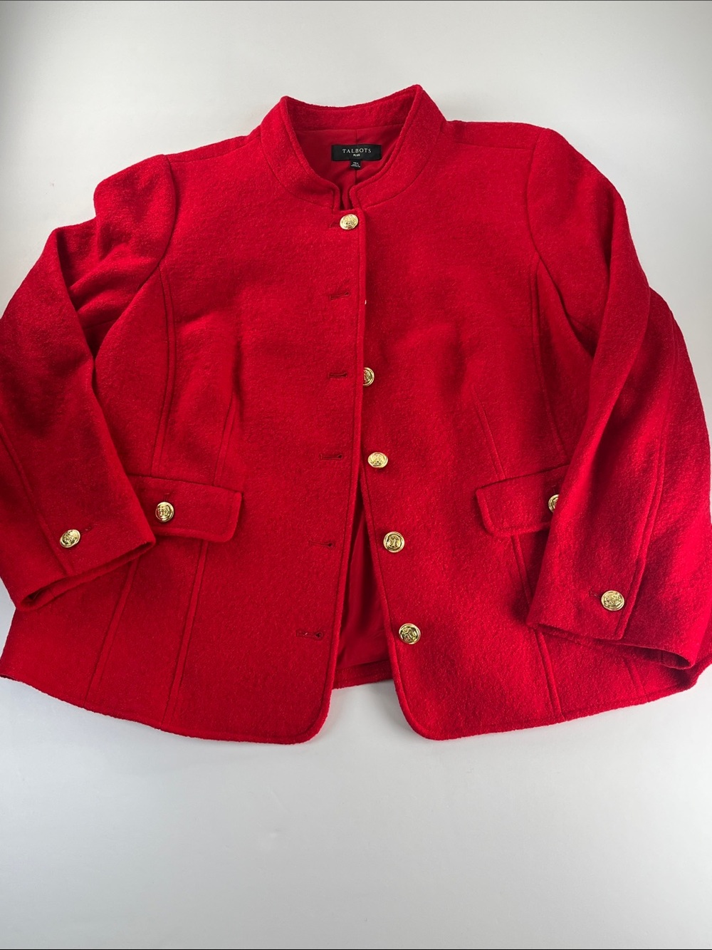 Talbots Red Wool Blend Blazer with Pockets Gold-Tone Buttons Sz 16W